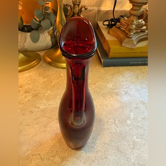 Vintage Anchor Hocking Royal Ruby Vase Pitcher Depression Glass 7.75" - Picture 2 of 11